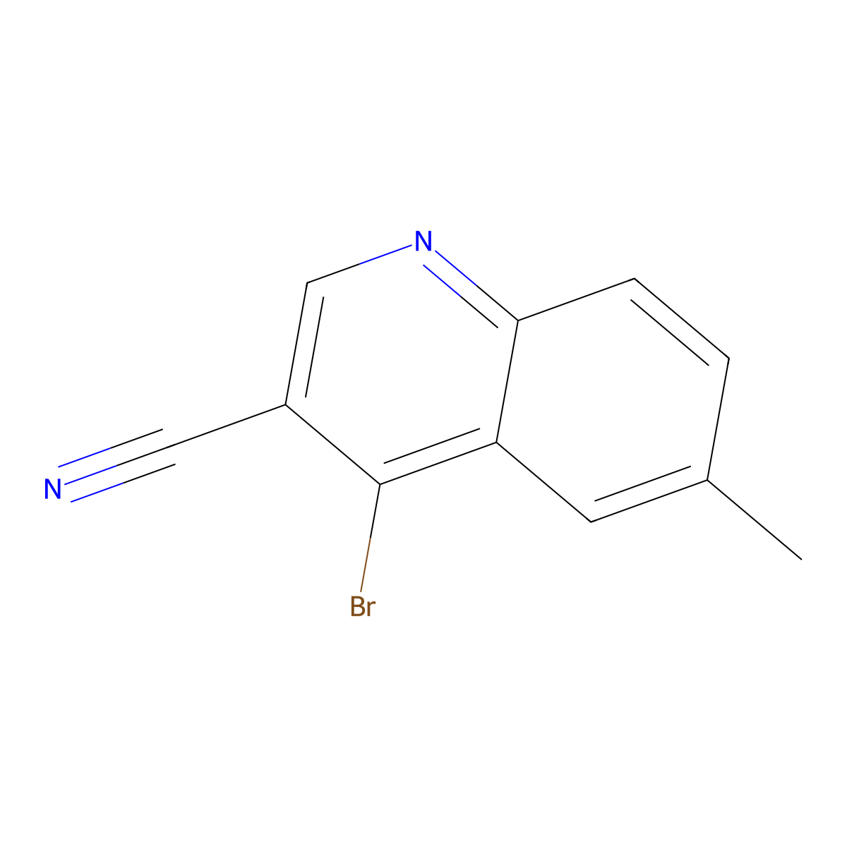 4-Bromo-6-methylquinoline-3-carbonitrile molecular structure, CAS 1260901-33-4