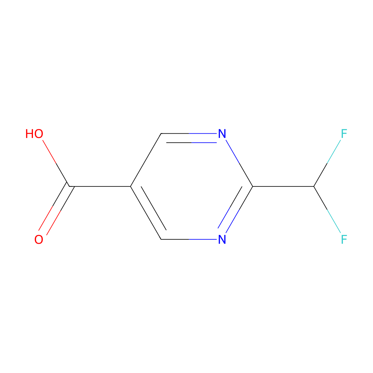 2-(Difluoromethyl)pyrimidine-5-carboxylic acid molecular structure, CAS 1260902-00-8