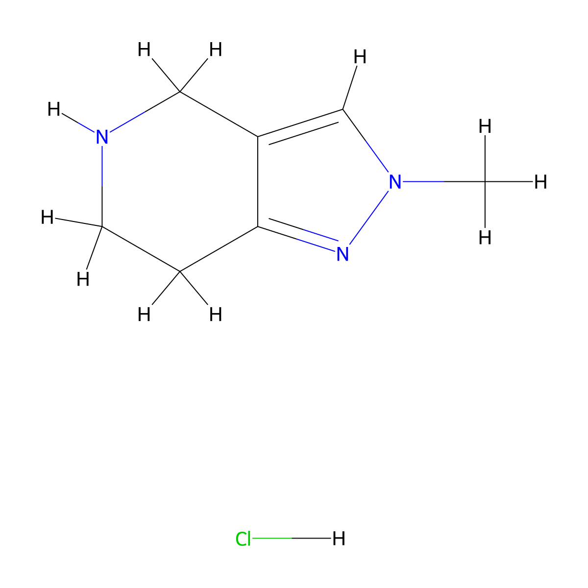 2-Methyl-4,5,6,7-tetrahydro-2H-pyrazolo[4,3-c]pyridine hydrochloride molecular structure, CAS 1260902-04-2
