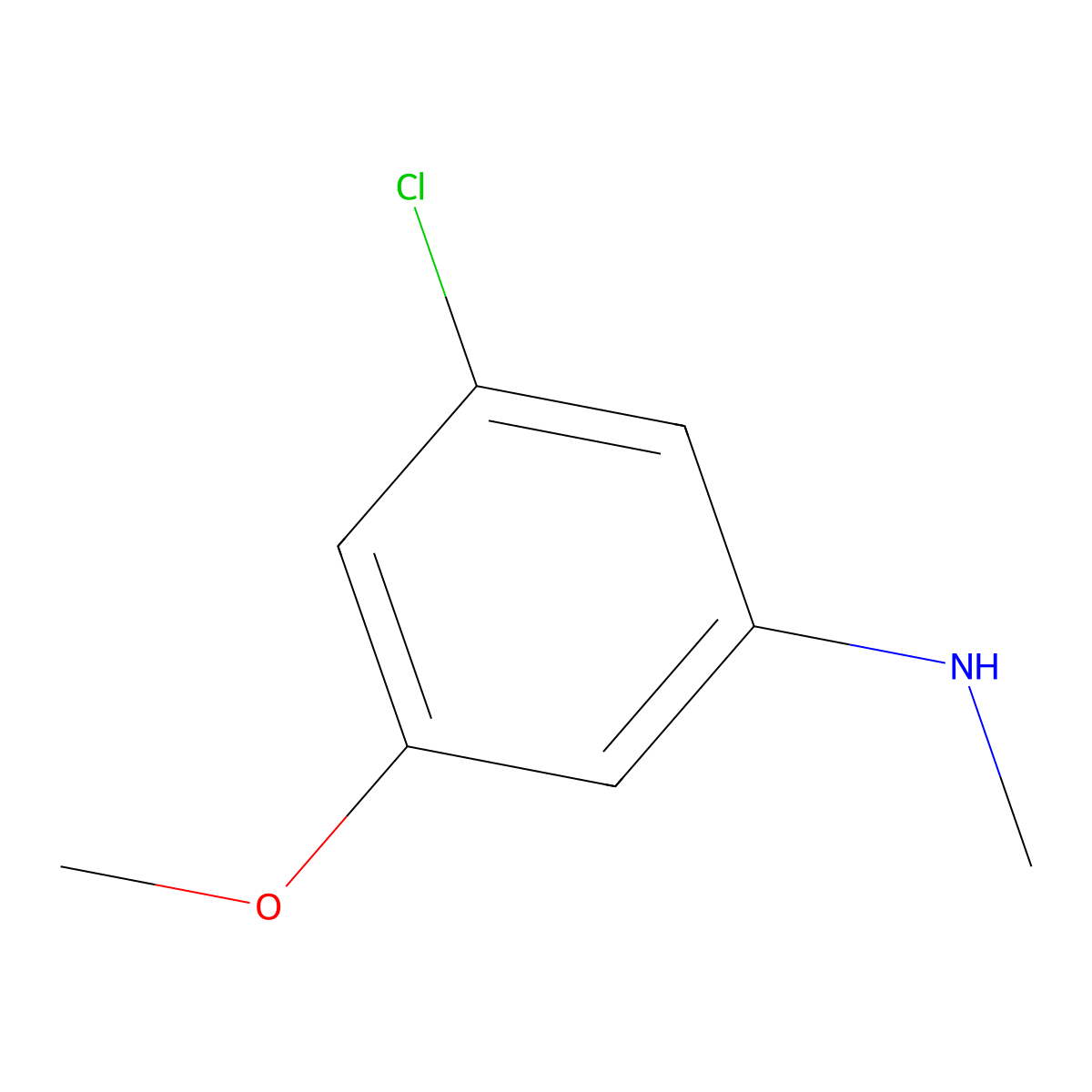 3-chloro-5-methoxy-N-methylaniline molecular structure, CAS 1260903-23-8