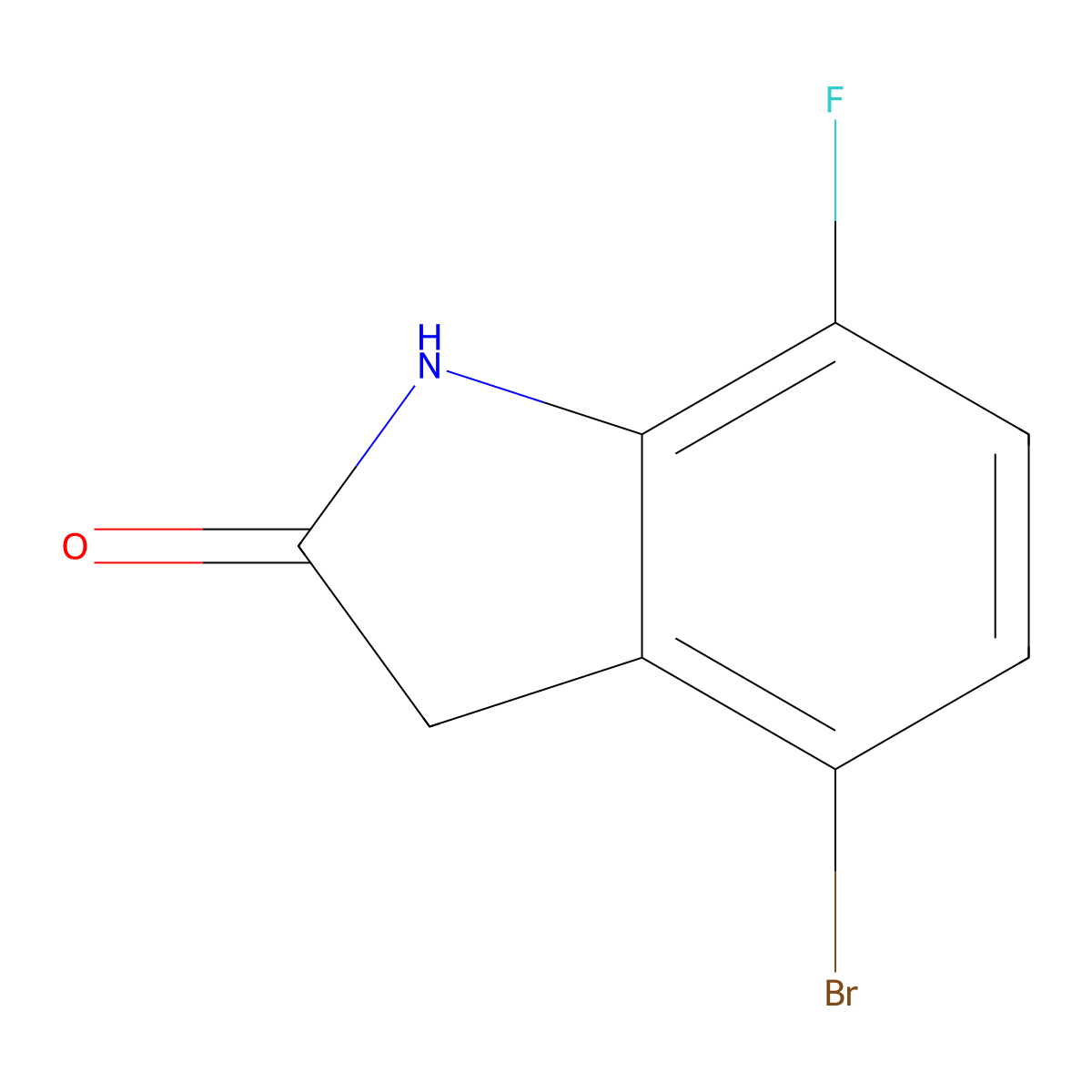 4-bromo-7-fluoro-2,3-dihydro-1H-indol-2-one molecular structure, CAS 1260903-30-7