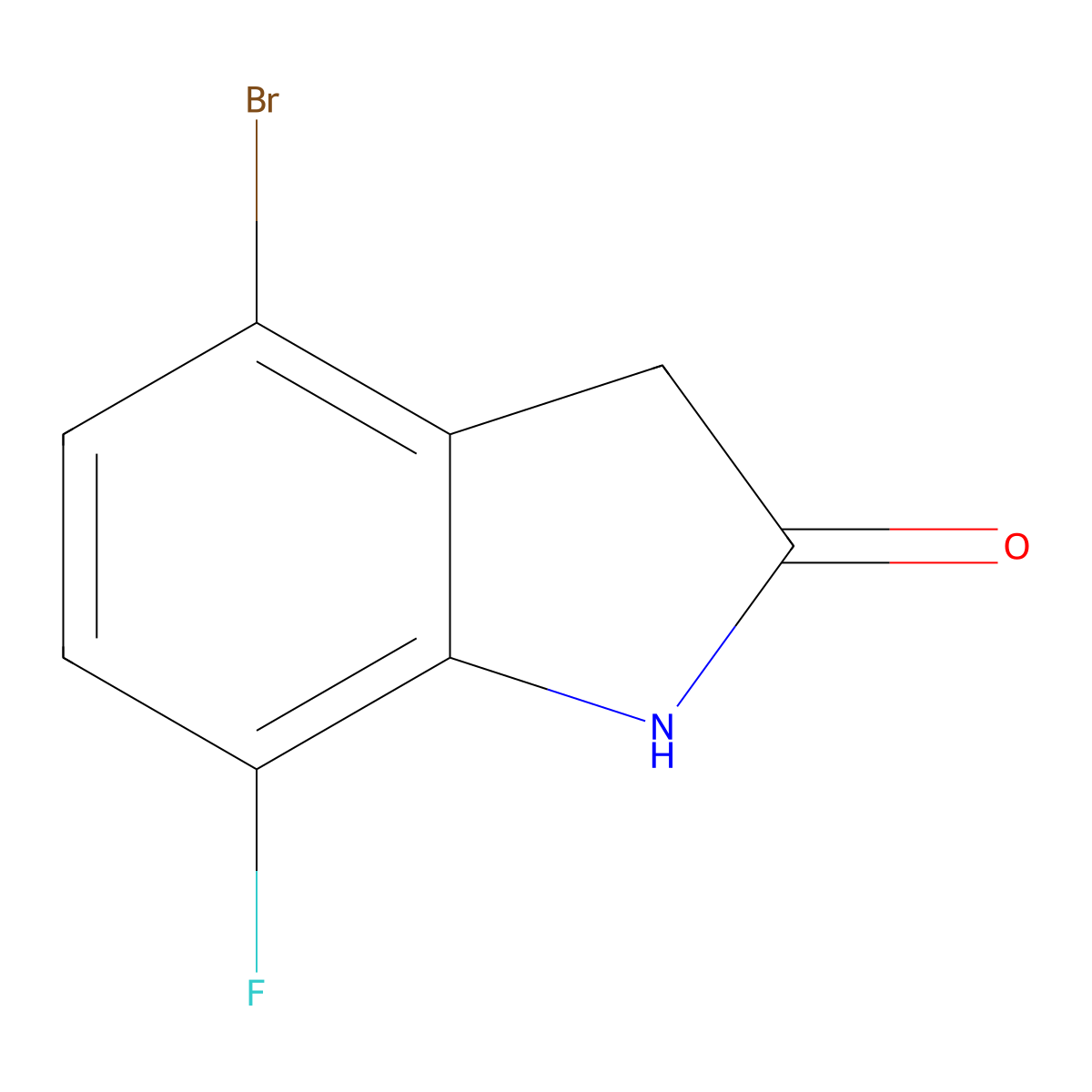 4-bromo-7-fluoro-2,3-dihydro-1H-indol-2-one molecular structure, CAS 1260903-30-7