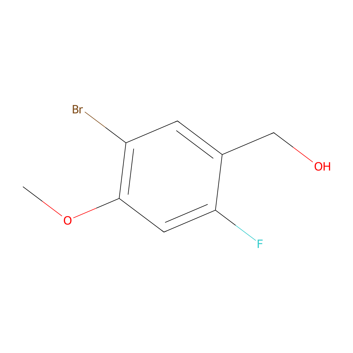 (5-Bromo-2-fluoro-4-methoxyphenyl)methanol molecular structure, CAS 1260903-35-2