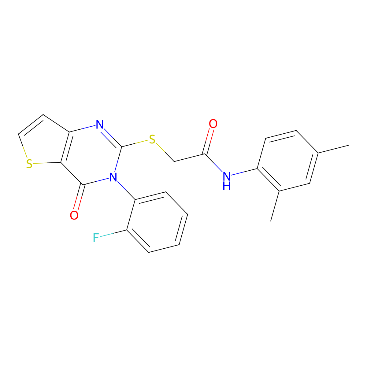 N-(2,4-dimethylphenyl)-2-{[3-(2-fluorophenyl)-4-oxo-3,4-dihydrothieno[3,2-d]pyrimidin-2-yl]sulfanyl}acetamide molecular structure, CAS 1260903-38-5