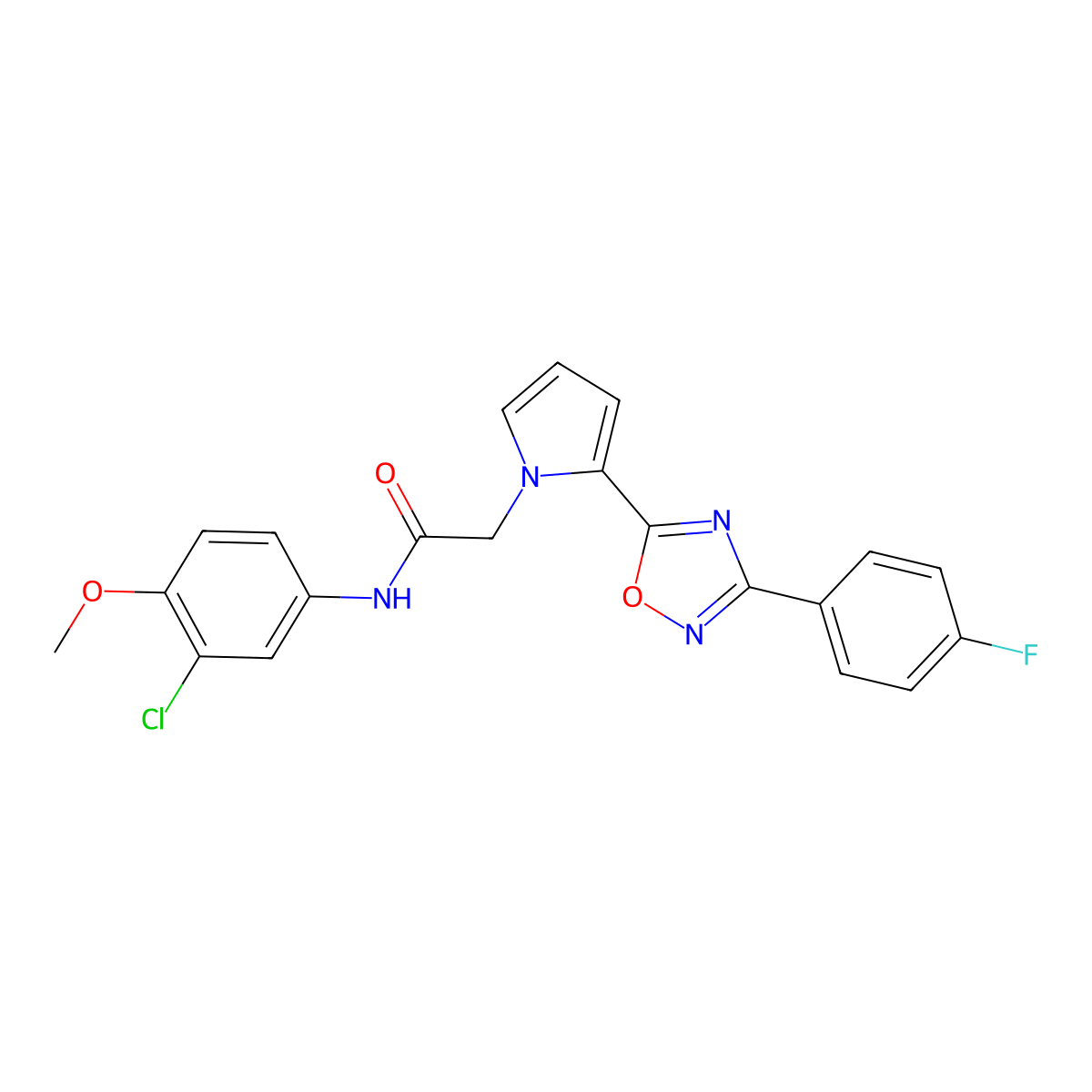 N-(3-chloro-4-methoxyphenyl)-2-{2-[3-(4-fluorophenyl)-1,2,4-oxadiazol-5-yl]-1H-pyrrol-1-yl}acetamide molecular structure, CAS 1260903-57-8