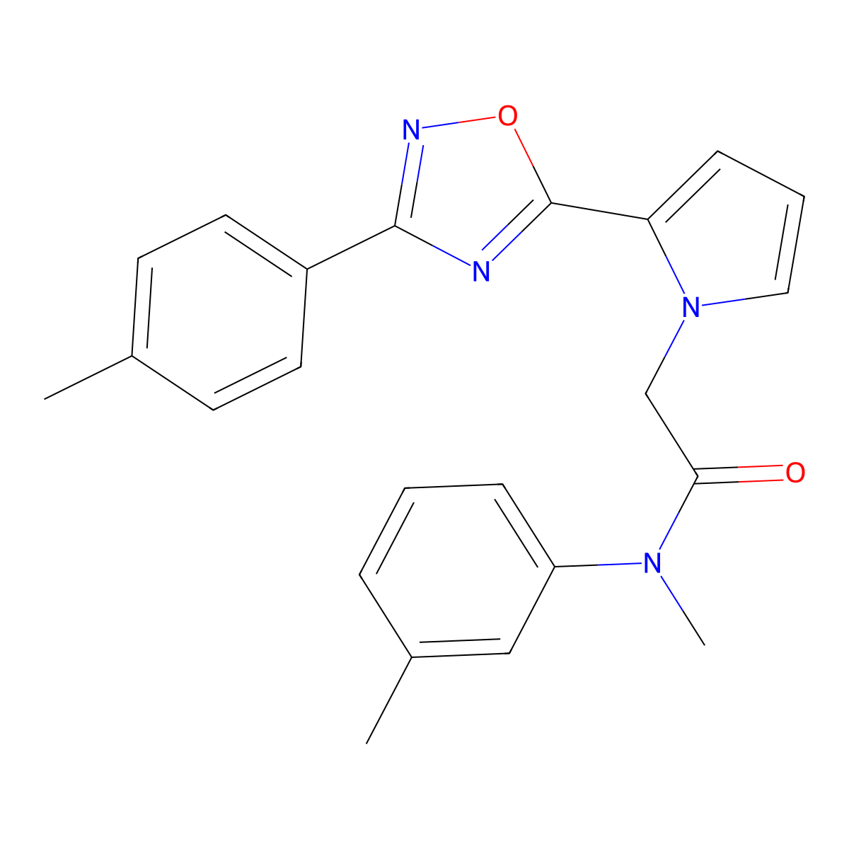 N-methyl-N-(3-methylphenyl)-2-{2-[3-(4-methylphenyl)-1,2,4-oxadiazol-5-yl]-1H-pyrrol-1-yl}acetamide molecular structure, CAS 1260903-80-7