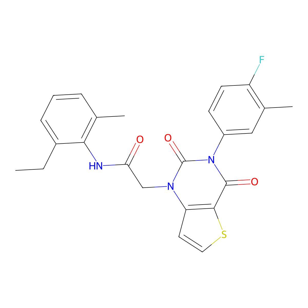 N-(2-ethyl-6-methylphenyl)-2-[3-(4-fluoro-3-methylphenyl)-2,4-dioxo-3,4-dihydrothieno[3,2-d]pyrimidin-1(2H)-yl]acetamide molecular structure, CAS 1260903-82-9