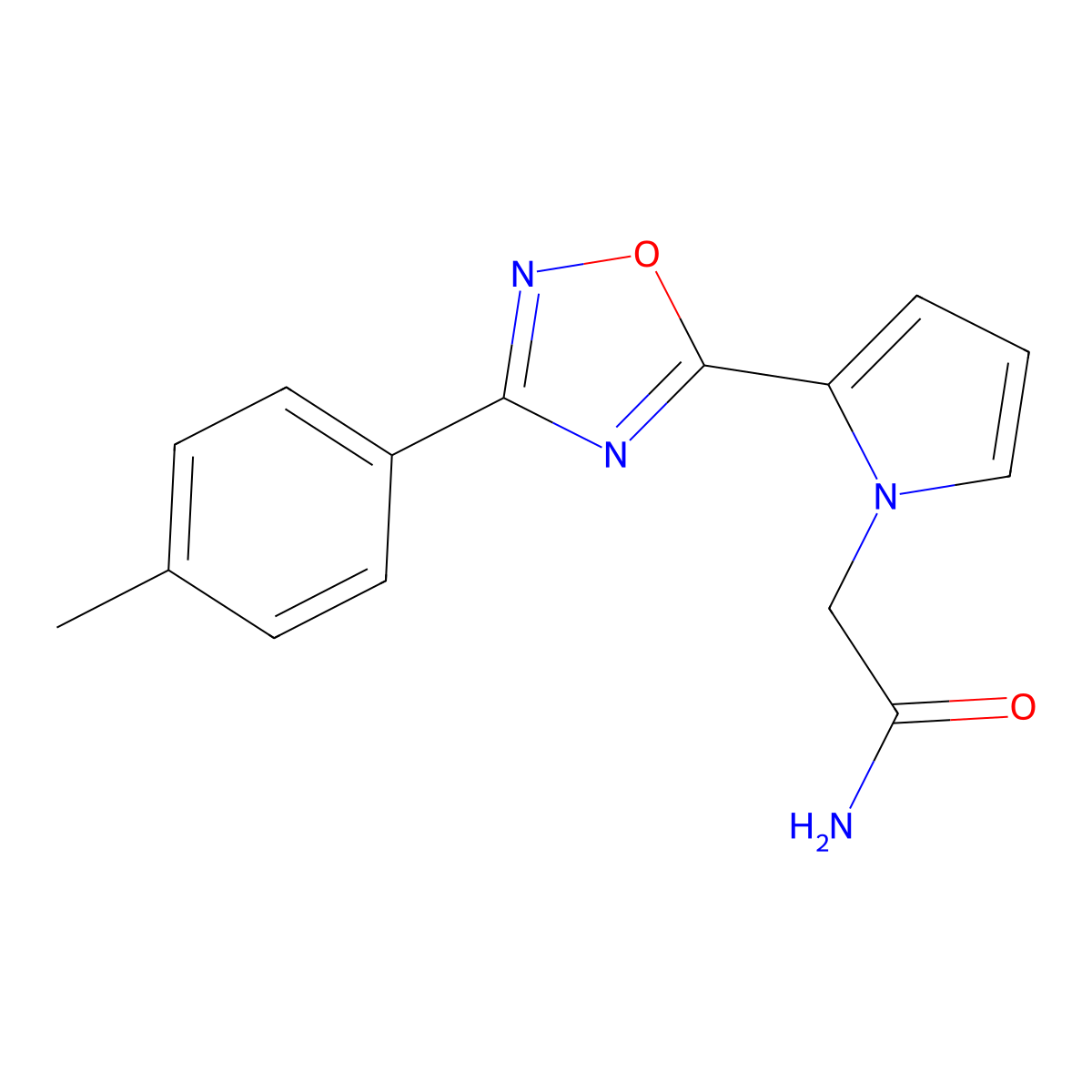 2-{2-[3-(4-methylphenyl)-1,2,4-oxadiazol-5-yl]-1H-pyrrol-1-yl}acetamide molecular structure, CAS 1260903-83-0