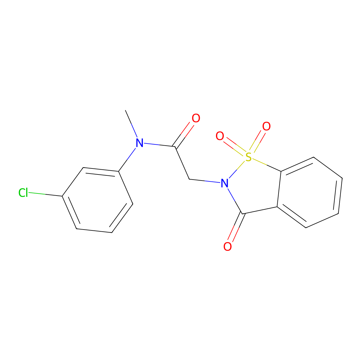 N-(3-chlorophenyl)-2-(1,1-dioxido-3-oxo-1,2-benzothiazol-2(3H)-yl)-N-methylacetamide molecular structure, CAS 1260904-36-6