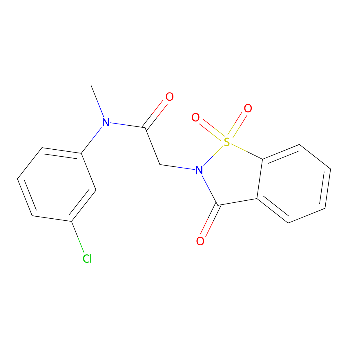 N-(3-chlorophenyl)-2-(1,1-dioxido-3-oxo-1,2-benzothiazol-2(3H)-yl)-N-methylacetamide molecular structure, CAS 1260904-36-6