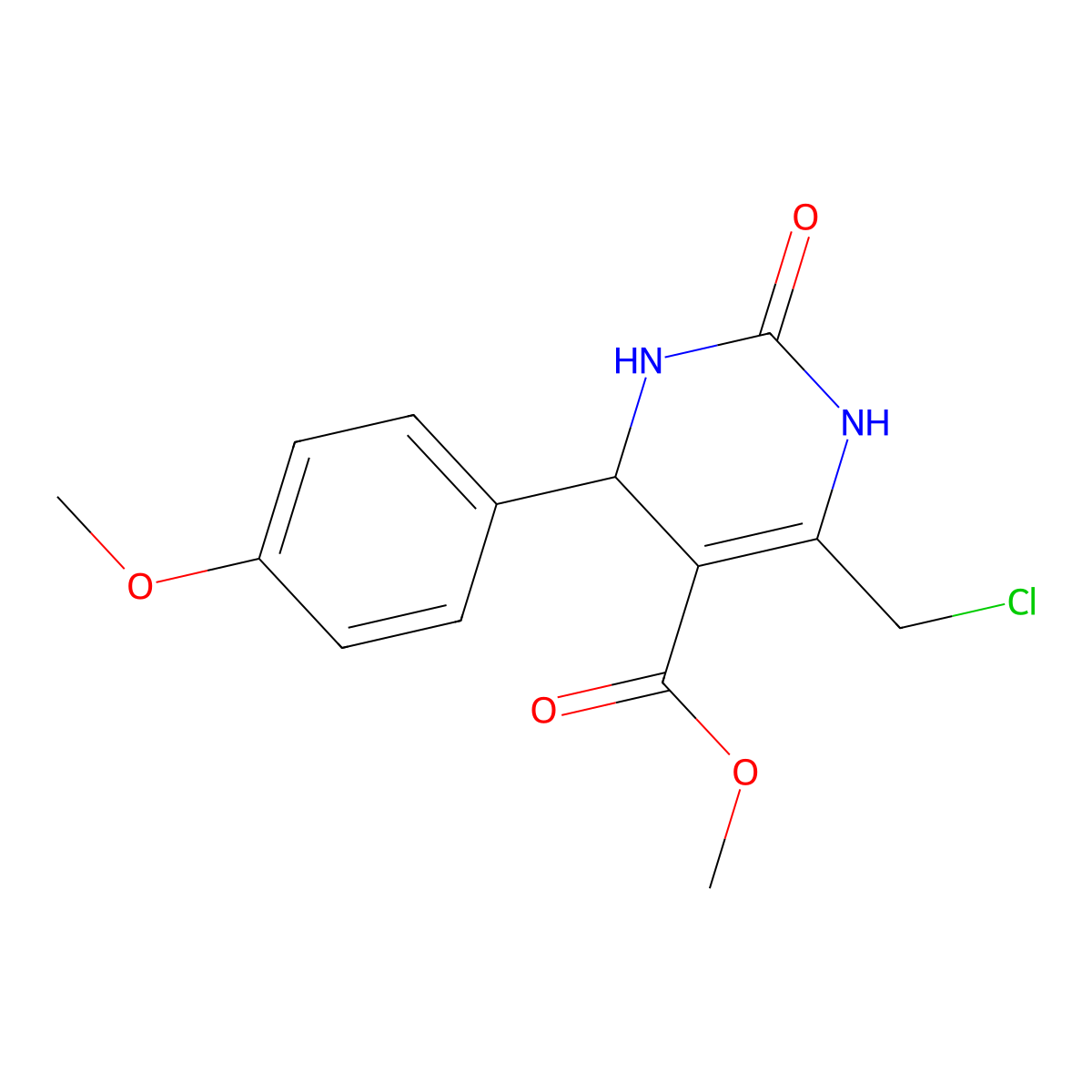 Methyl 6-(chloromethyl)-4-(4-methoxyphenyl)-2-oxo-1,2,3,4-tetrahydropyrimidine-5-carboxylate molecular structure, CAS 1260904-42-4