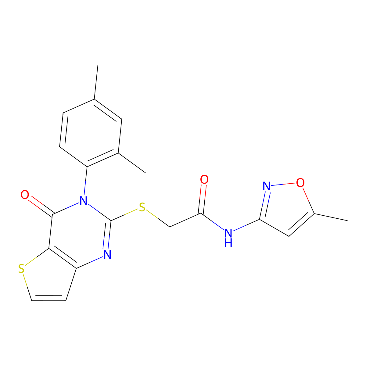 2-{[3-(2,4-dimethylphenyl)-4-oxo-3,4-dihydrothieno[3,2-d]pyrimidin-2-yl]sulfanyl}-N-(5-methyl-1,2-oxazol-3-yl)acetamide molecular structure, CAS 1260904-81-1