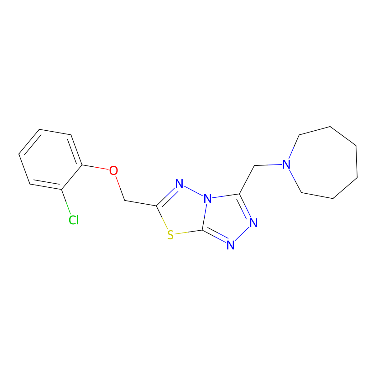3-(Azepan-1-ylmethyl)-6-[(2-chlorophenoxy)methyl][1,2,4]triazolo[3,4-b][1,3,4]thiadiazole molecular structure, CAS 1260905-17-6