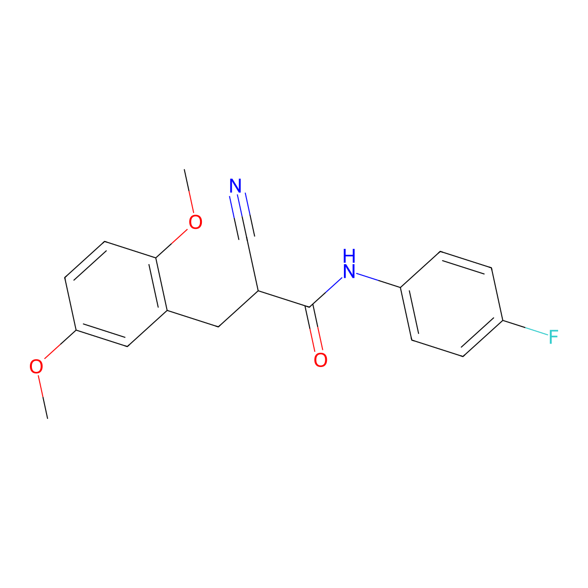 2-cyano-3-(2,5-dimethoxyphenyl)-N-(4-fluorophenyl)propanamide molecular structure, CAS 1260905-59-6
