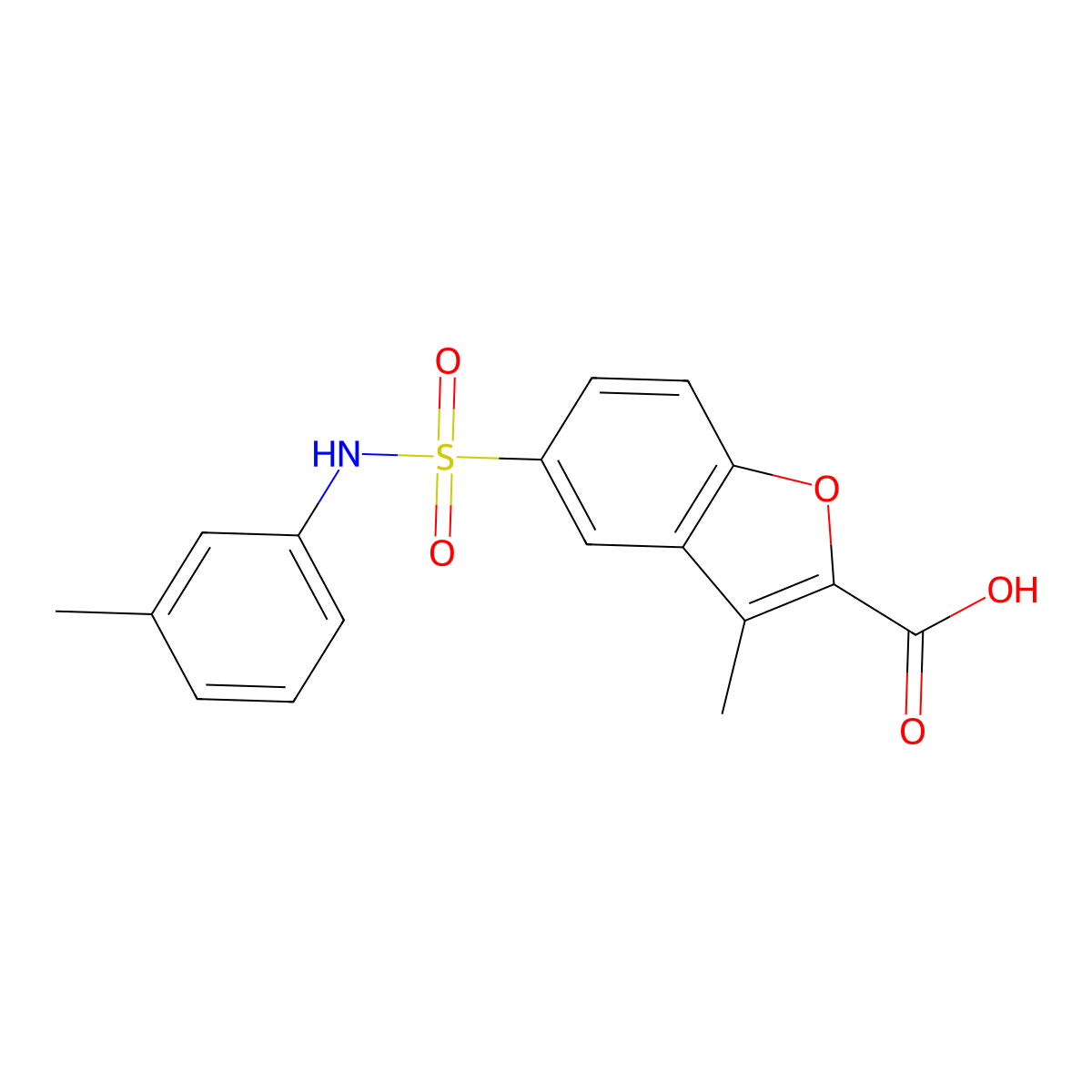3-Methyl-5-[(3-methylphenyl)sulfamoyl]-1-benzofuran-2-carboxylic acid molecular structure, CAS 1260905-60-9