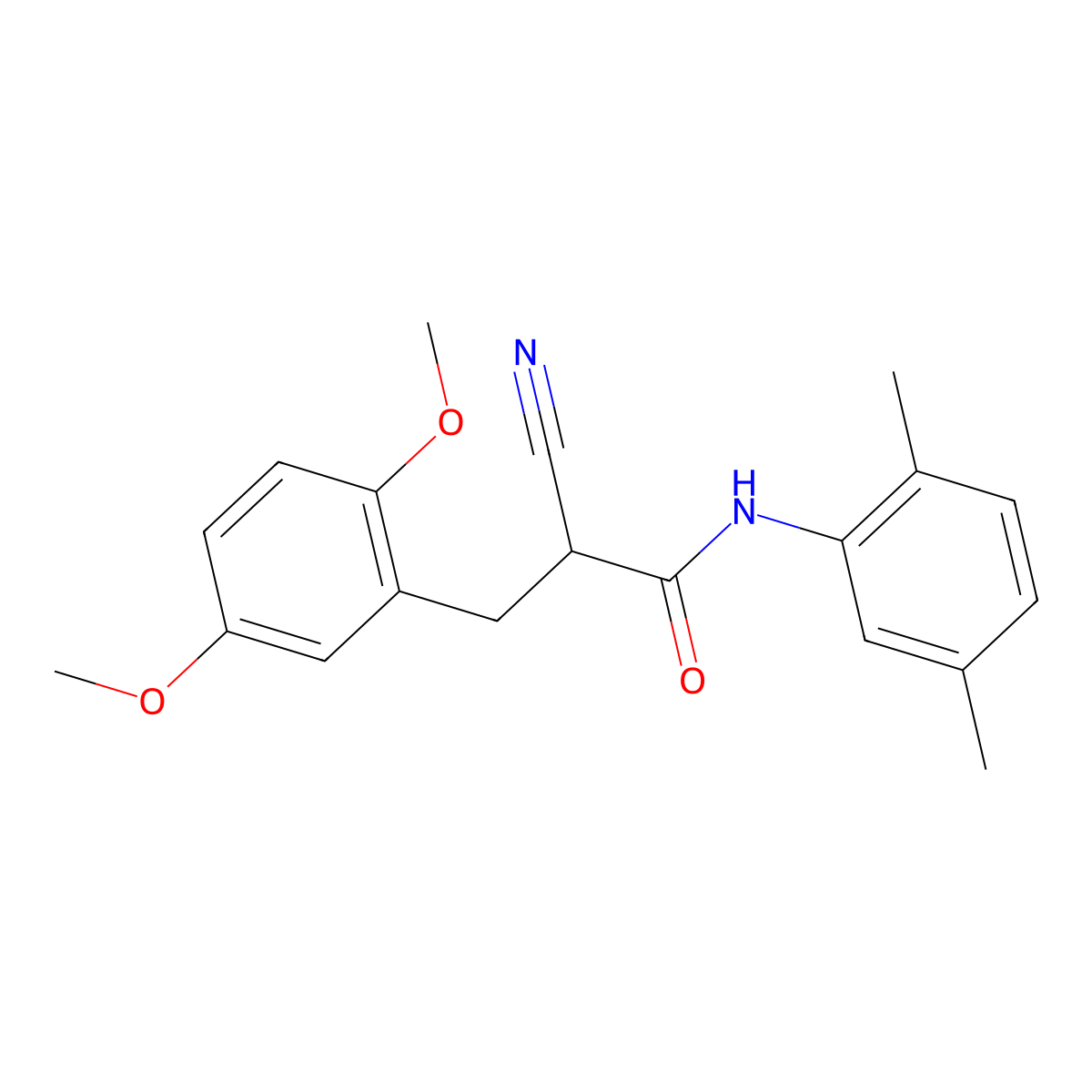 2-cyano-3-(2,5-dimethoxyphenyl)-N-(2,5-dimethylphenyl)propanamide molecular structure, CAS 1260905-86-9