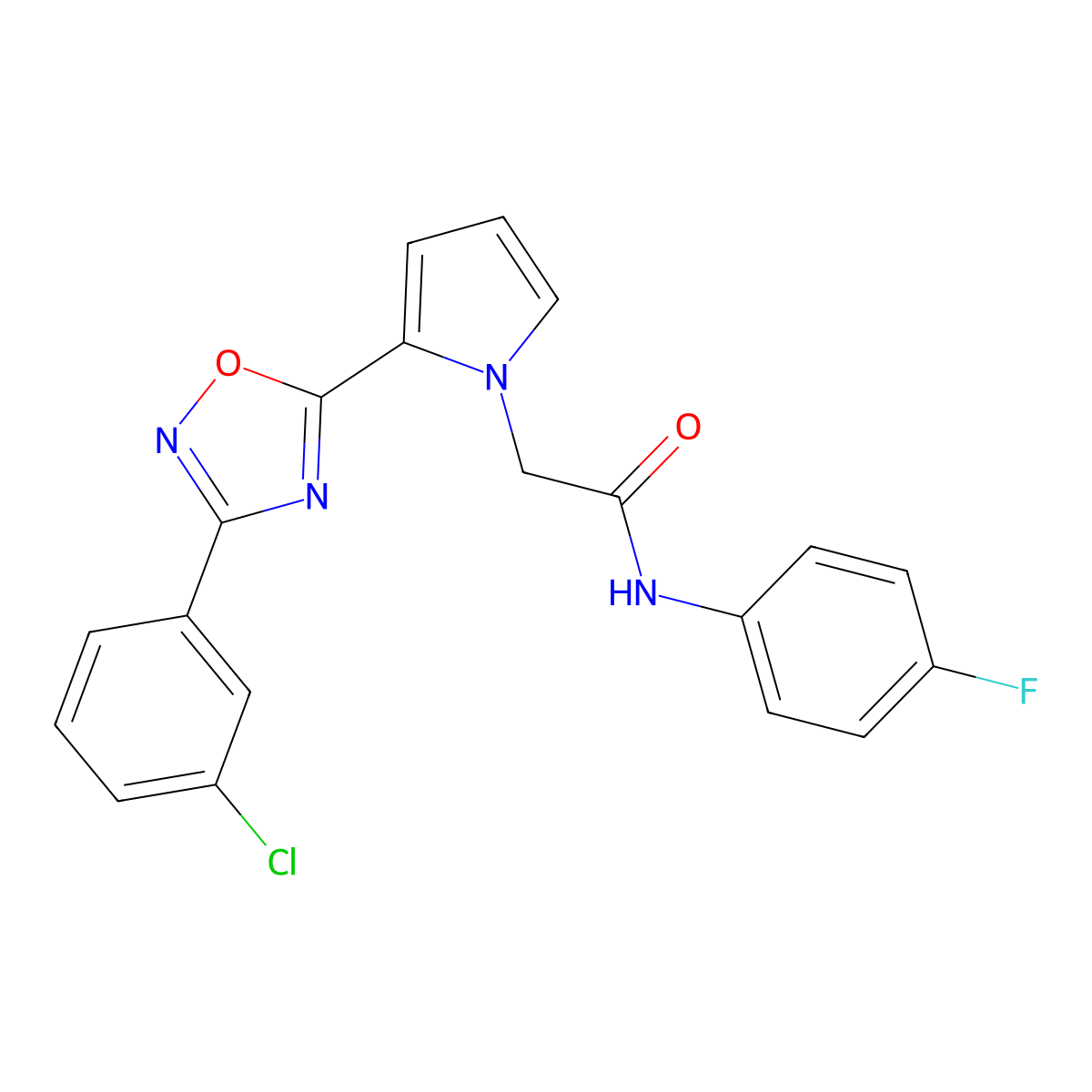 2-{2-[3-(3-chlorophenyl)-1,2,4-oxadiazol-5-yl]-1H-pyrrol-1-yl}-N-(4-fluorophenyl)acetamide molecular structure, CAS 1260906-05-5