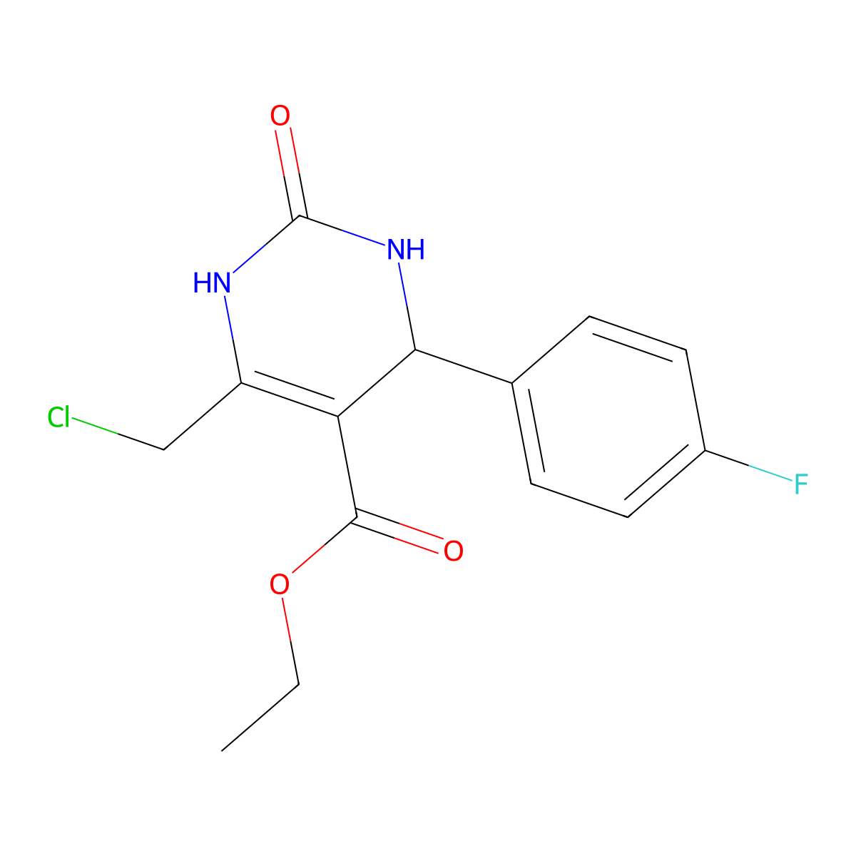 Ethyl 6-(chloromethyl)-4-(4-fluorophenyl)-2-oxo-1,2,3,4-tetrahydropyrimidine-5-carboxylate molecular structure, CAS 1260906-12-4
