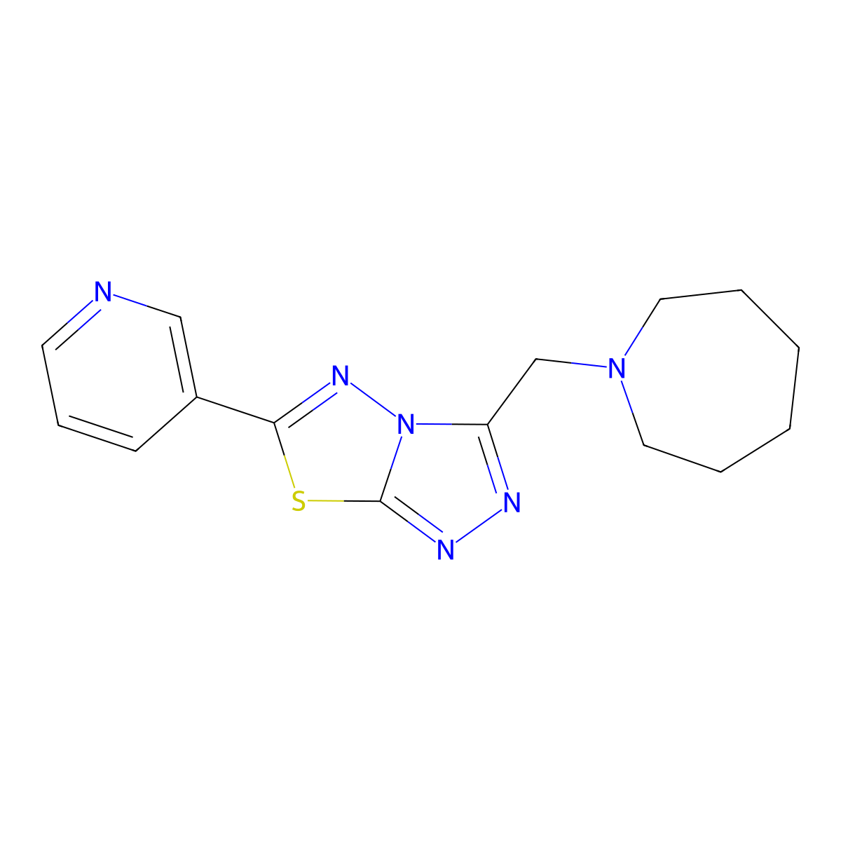 3-(1-Azepanylmethyl)-6-(3-pyridinyl)[1,2,4]triazolo[3,4-b][1,3,4]thiadiazole molecular structure, CAS 1260906-14-6