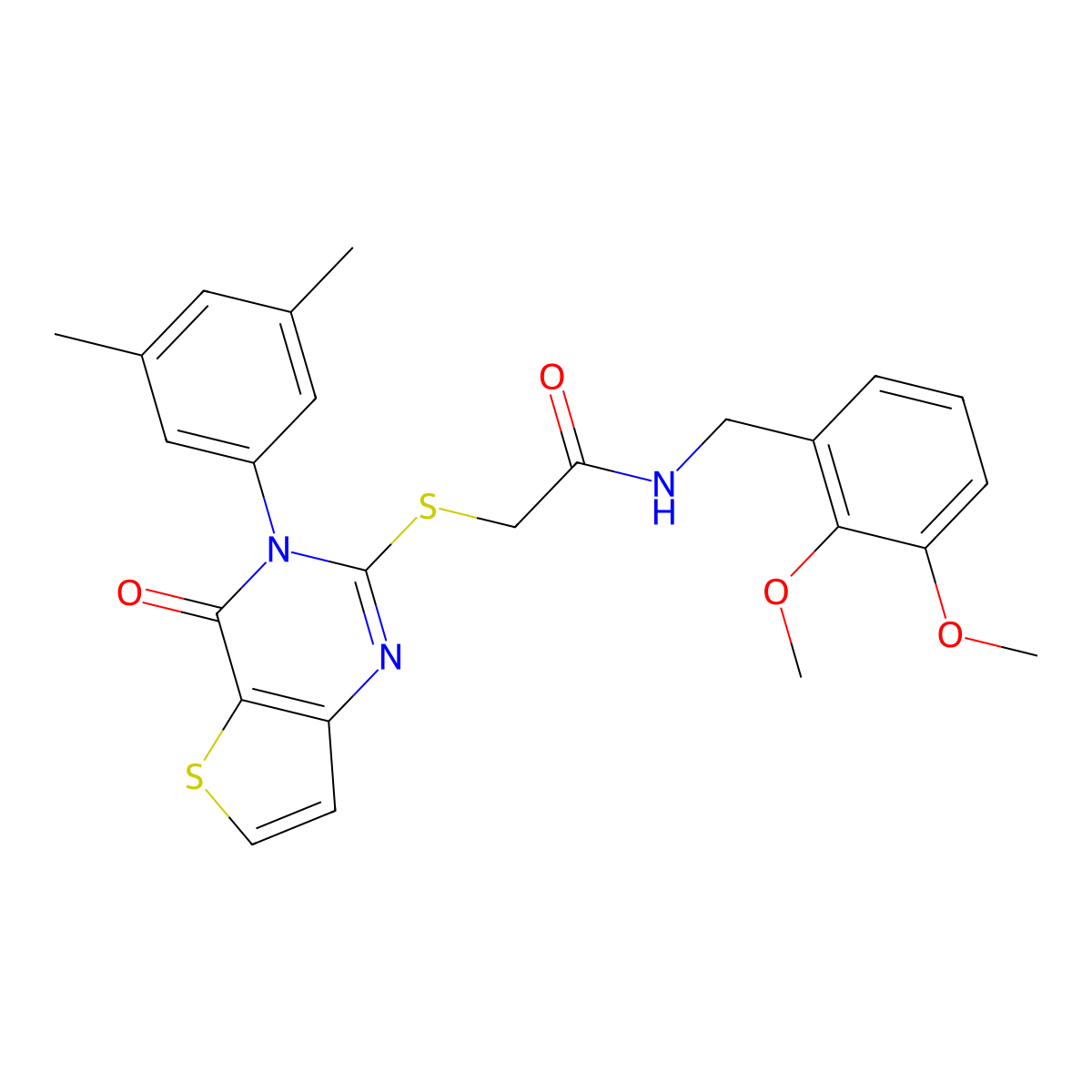 N-(2,3-dimethoxybenzyl)-2-{[3-(3,5-dimethylphenyl)-4-oxo-3,4-dihydrothieno[3,2-d]pyrimidin-2-yl]sulfanyl}acetamide molecular structure, CAS 1260906-19-1