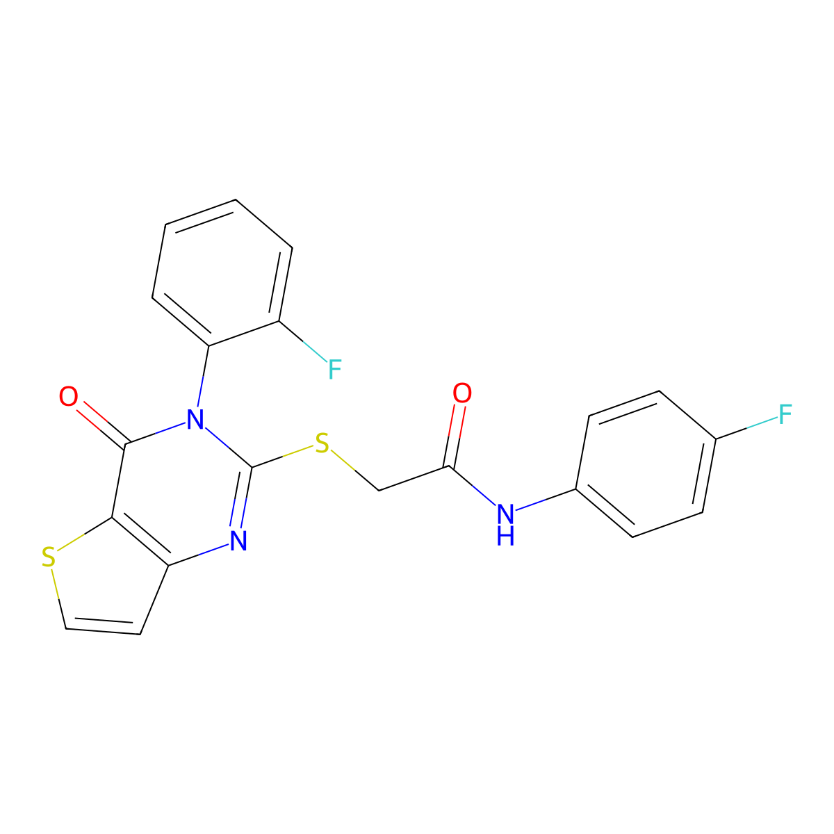 N-(4-fluorophenyl)-2-{[3-(2-fluorophenyl)-4-oxo-3,4-dihydrothieno[3,2-d]pyrimidin-2-yl]sulfanyl}acetamide molecular structure, CAS 1260906-26-0