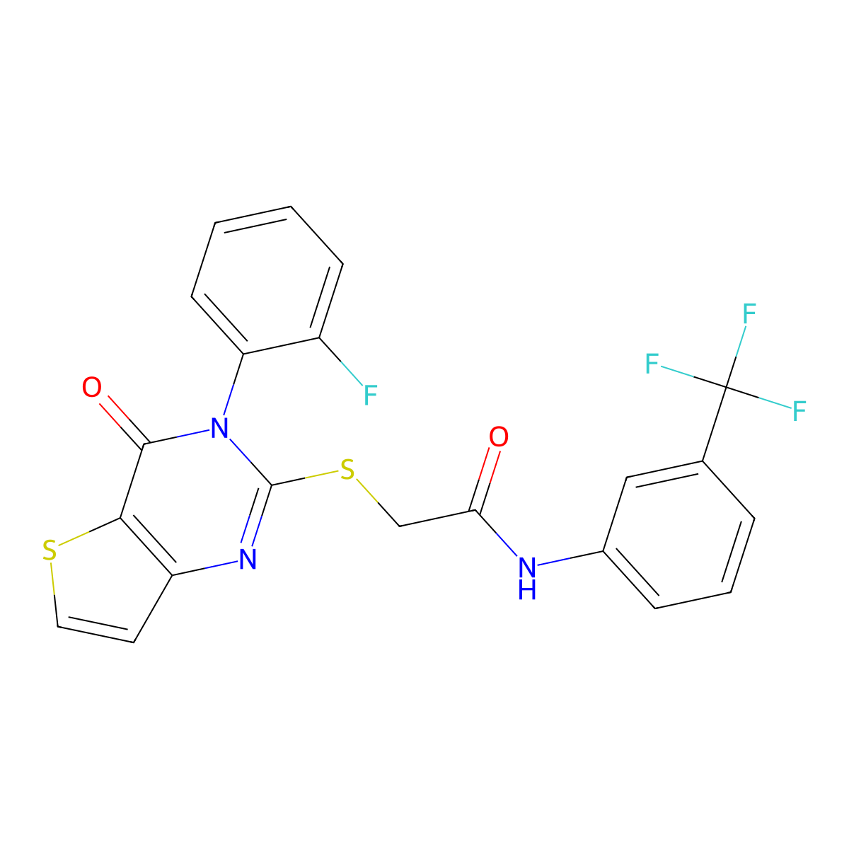 2-{[3-(2-fluorophenyl)-4-oxo-3,4-dihydrothieno[3,2-d]pyrimidin-2-yl]sulfanyl}-N-[3-(trifluoromethyl)phenyl]acetamide molecular structure, CAS 1260906-57-7