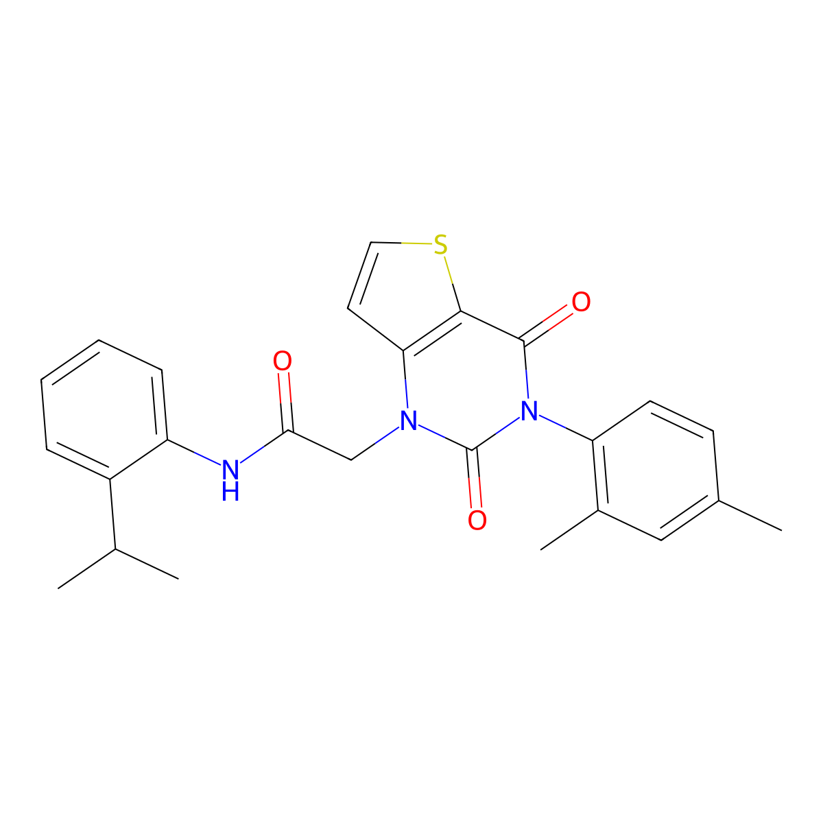 Thieno[3,2-d]pyrimidine-1(2H)-acetamide, 3-(2,4-dimethylphenyl)-3,4-dihydro-N-[2-(1-methylethyl)phenyl]-2,4-dioxo- molecular structure, CAS 1260907-18-3