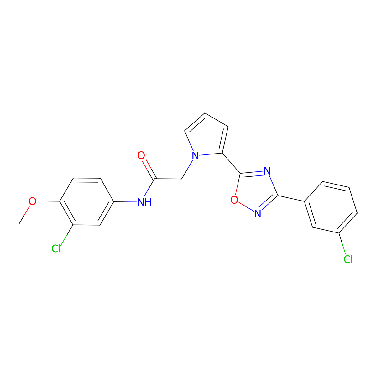 N-(3-chloro-4-methoxyphenyl)-2-{2-[3-(3-chlorophenyl)-1,2,4-oxadiazol-5-yl]-1H-pyrrol-1-yl}acetamide molecular structure, CAS 1260907-32-1