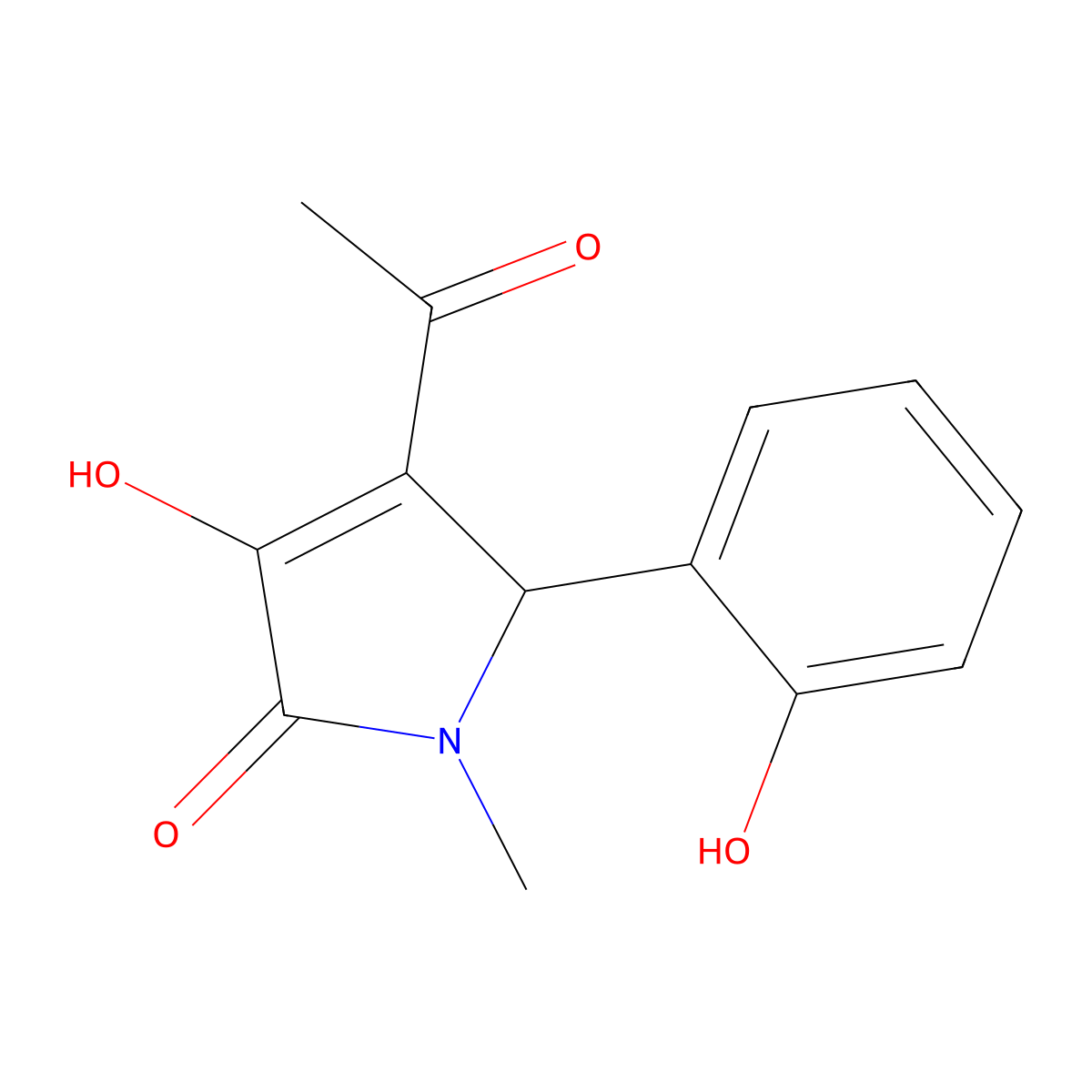 4-acetyl-3-hydroxy-5-(2-hydroxyphenyl)-1-methyl-1,5-dihydro-2H-pyrrol-2-one molecular structure, CAS 1260907-90-1