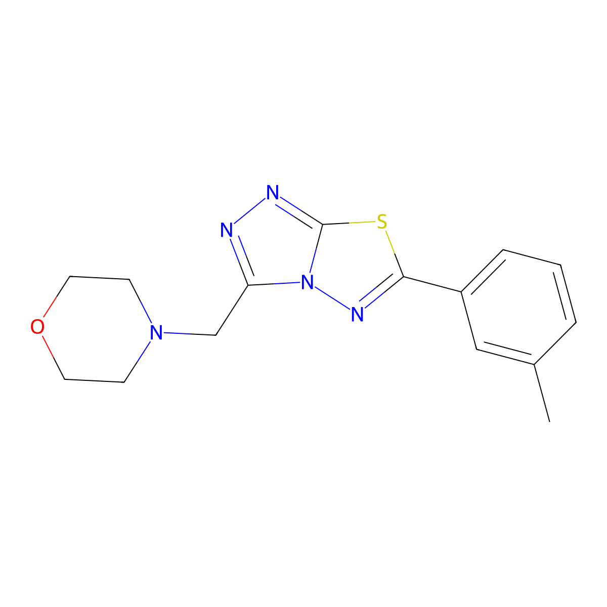 6-(3-Methylphenyl)-3-(morpholin-4-ylmethyl)[1,2,4]triazolo[3,4-b][1,3,4]thiadiazole molecular structure, CAS 1260908-31-3