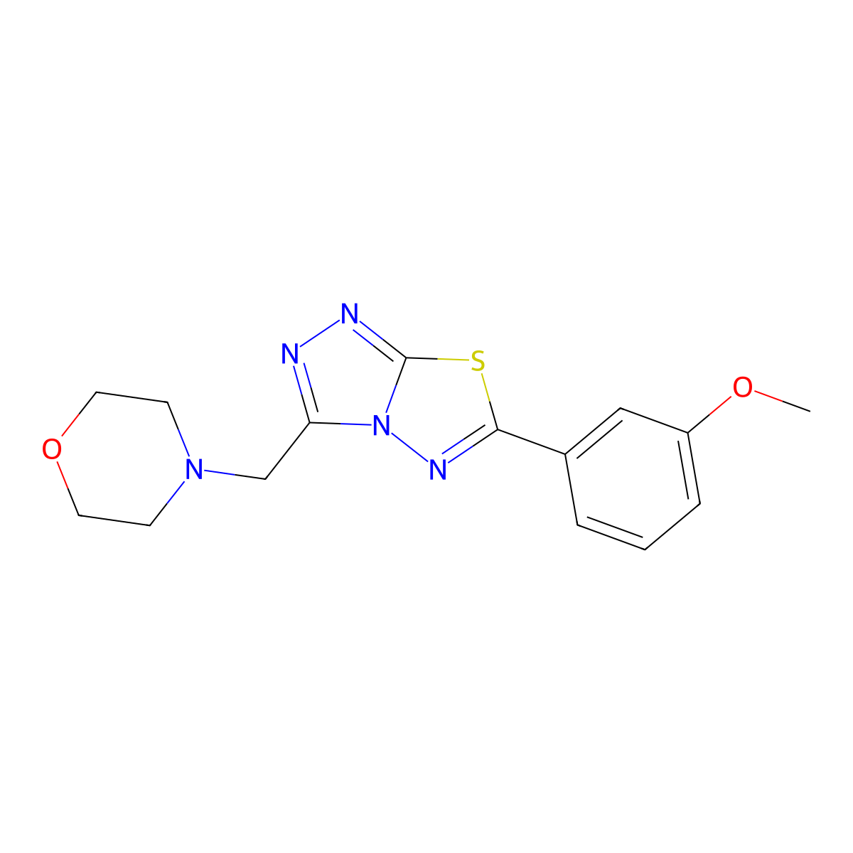 6-(3-Methoxyphenyl)-3-(morpholin-4-ylmethyl)[1,2,4]triazolo[3,4-b][1,3,4]thiadiazole molecular structure, CAS 1260908-42-6
