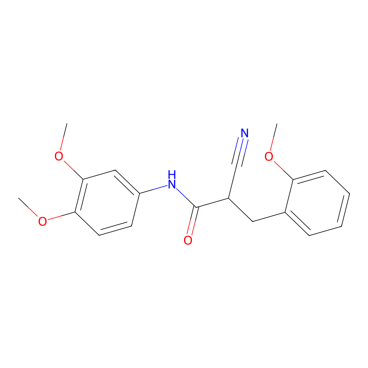 2-cyano-N-(3,4-dimethoxyphenyl)-3-(2-methoxyphenyl)propanamide molecular structure, CAS 1260909-16-7