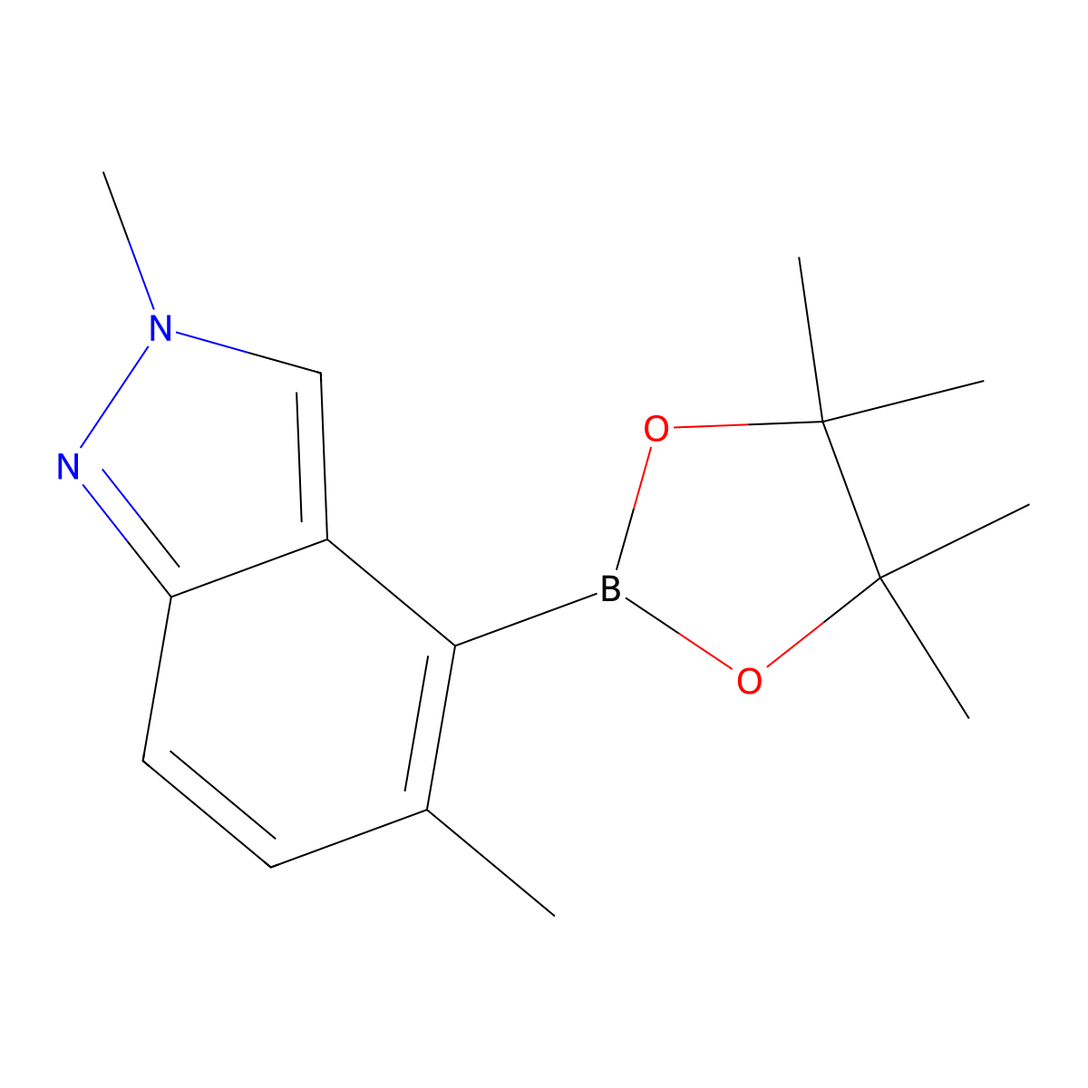 2,5-Dimethyl-4-(4,4,5,5-tetramethyl-1,3,2-dioxaborolan-2-yl)-2H-indazole molecular structure, CAS 1260909-36-1