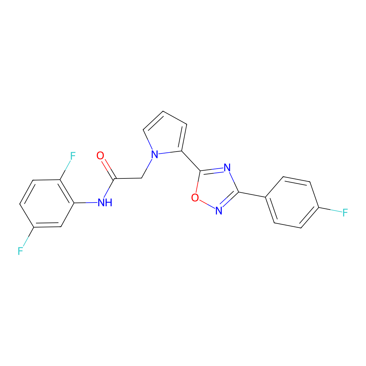 N-(2,5-difluorophenyl)-2-{2-[3-(4-fluorophenyl)-1,2,4-oxadiazol-5-yl]-1H-pyrrol-1-yl}acetamide molecular structure, CAS 1260909-43-0
