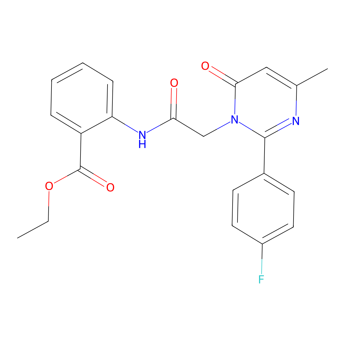 ethyl 2-({[2-(4-fluorophenyl)-4-methyl-6-oxopyrimidin-1(6H)-yl]acetyl}amino)benzoate molecular structure, CAS 1260909-72-5