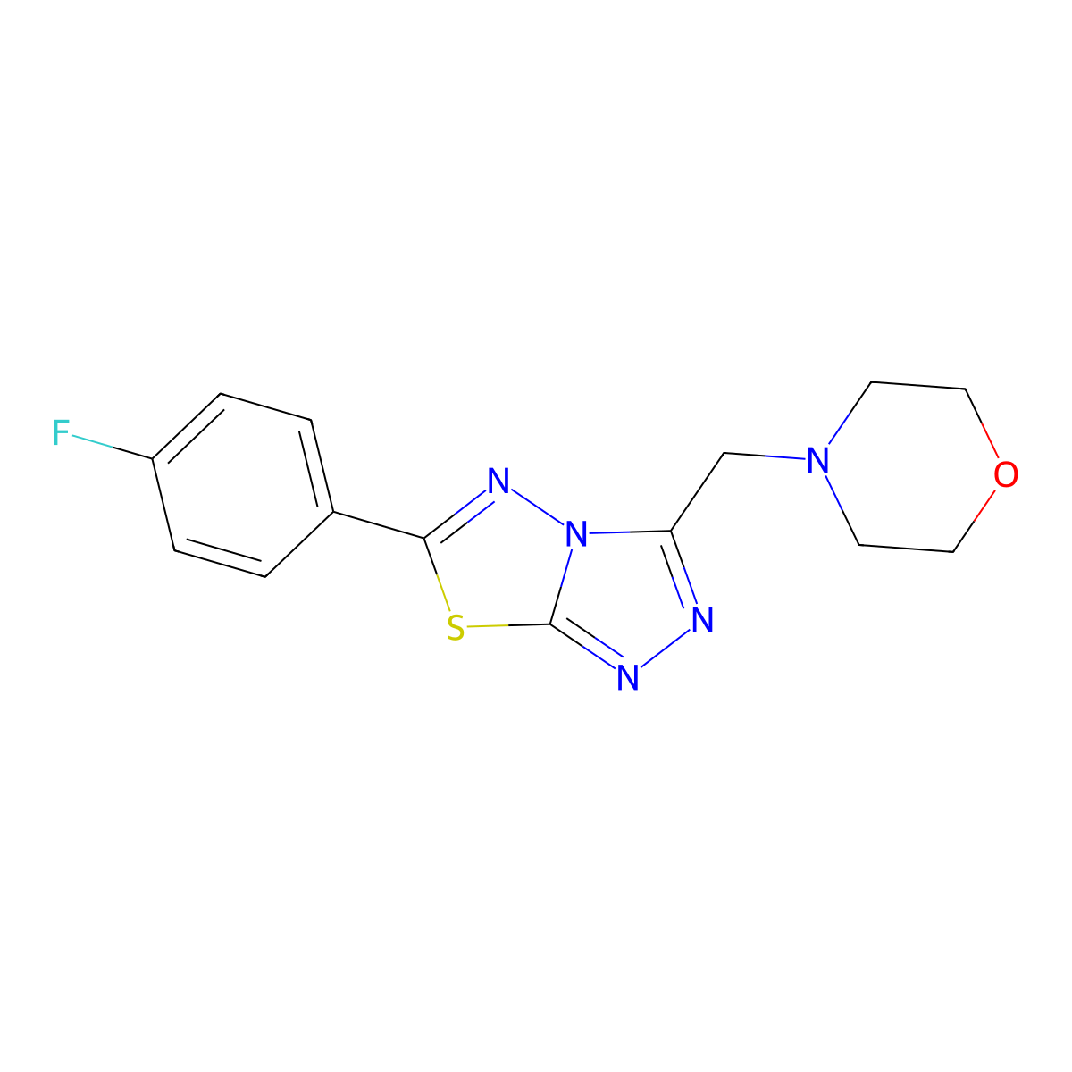 6-(4-Fluorophenyl)-3-(morpholin-4-ylmethyl)[1,2,4]triazolo[3,4-b][1,3,4]thiadiazole molecular structure, CAS 1260910-02-8