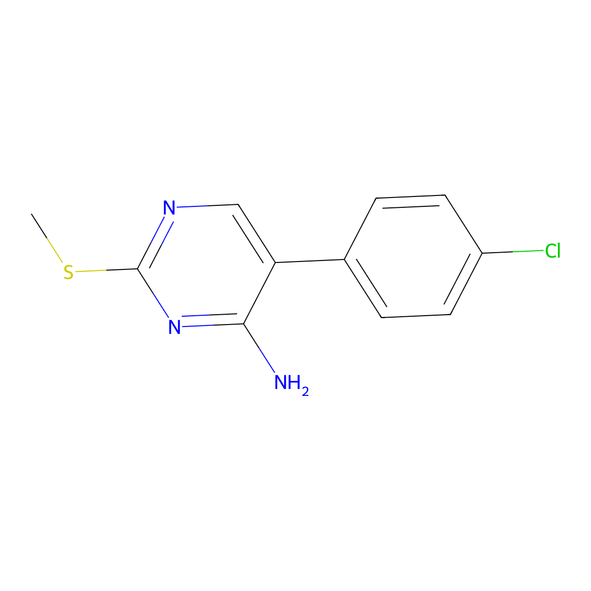 5-(4-Chlorophenyl)-2-(methylthio)pyrimidin-4-amine molecular structure, CAS 1260910-16-4