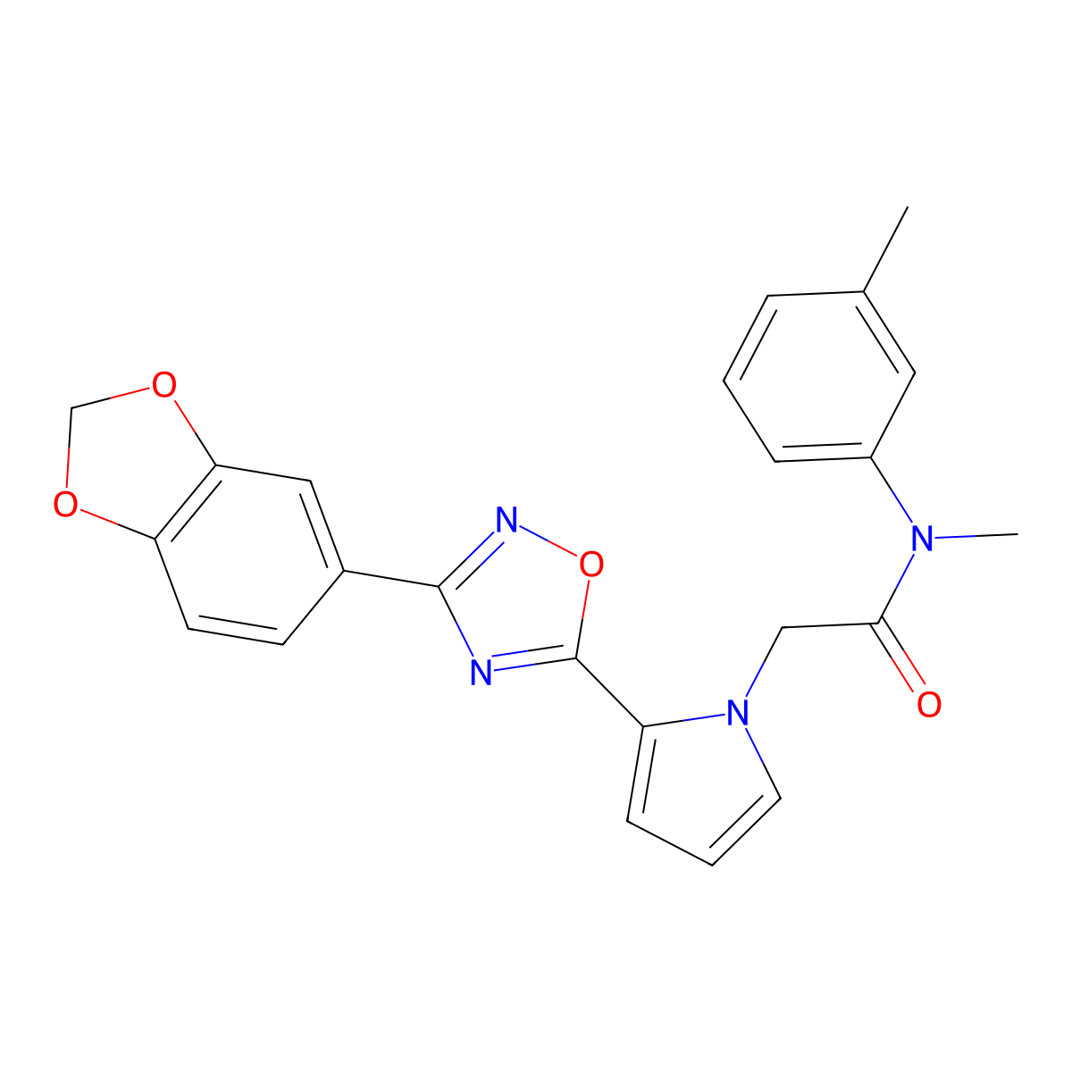 2-{2-[3-(1,3-benzodioxol-5-yl)-1,2,4-oxadiazol-5-yl]-1H-pyrrol-1-yl}-N-methyl-N-(3-methylphenyl)acetamide molecular structure, CAS 1260910-31-3