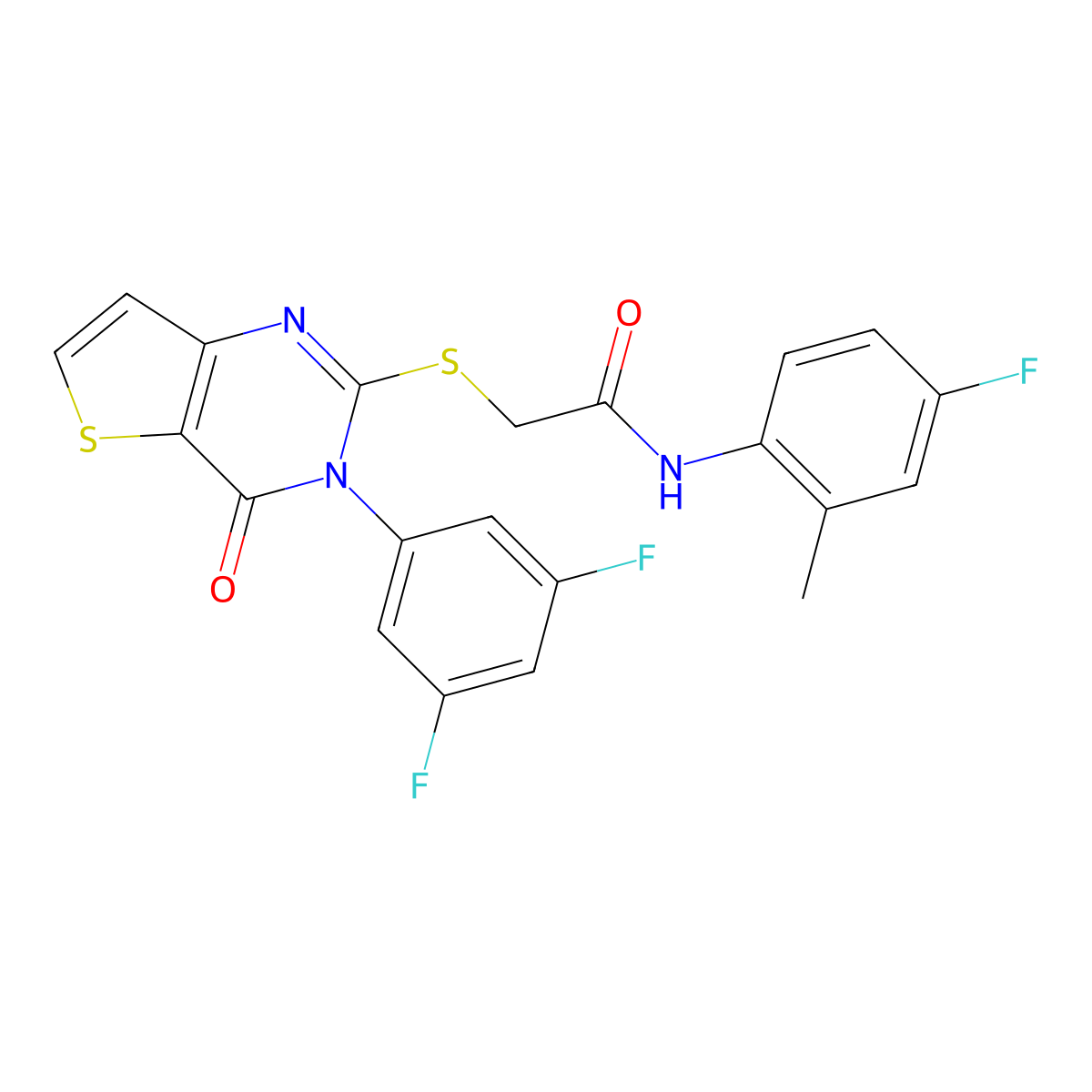 2-{[3-(3,5-difluorophenyl)-4-oxo-3,4-dihydrothieno[3,2-d]pyrimidin-2-yl]sulfanyl}-N-(4-fluoro-2-methylphenyl)acetamide molecular structure, CAS 1260910-40-4