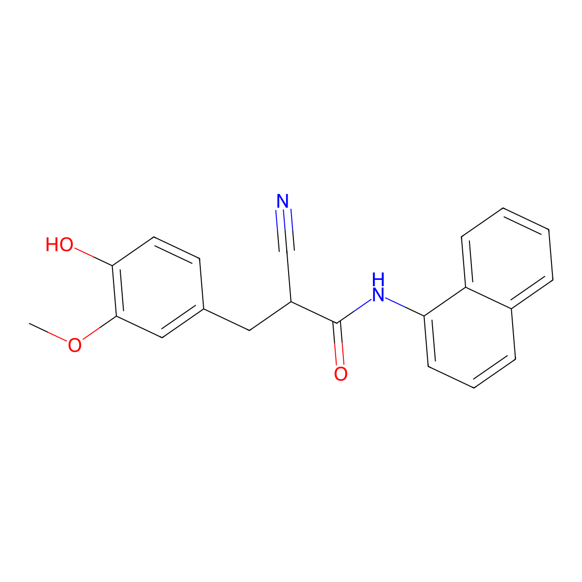 2-cyano-3-(4-hydroxy-3-methoxyphenyl)-N-(naphthalen-1-yl)propanamide molecular structure, CAS 1260911-18-9