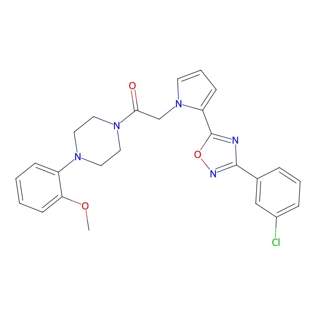 2-{2-[3-(3-chlorophenyl)-1,2,4-oxadiazol-5-yl]-1H-pyrrol-1-yl}-1-[4-(2-methoxyphenyl)piperazin-1-yl]ethanone molecular structure, CAS 1260911-59-8