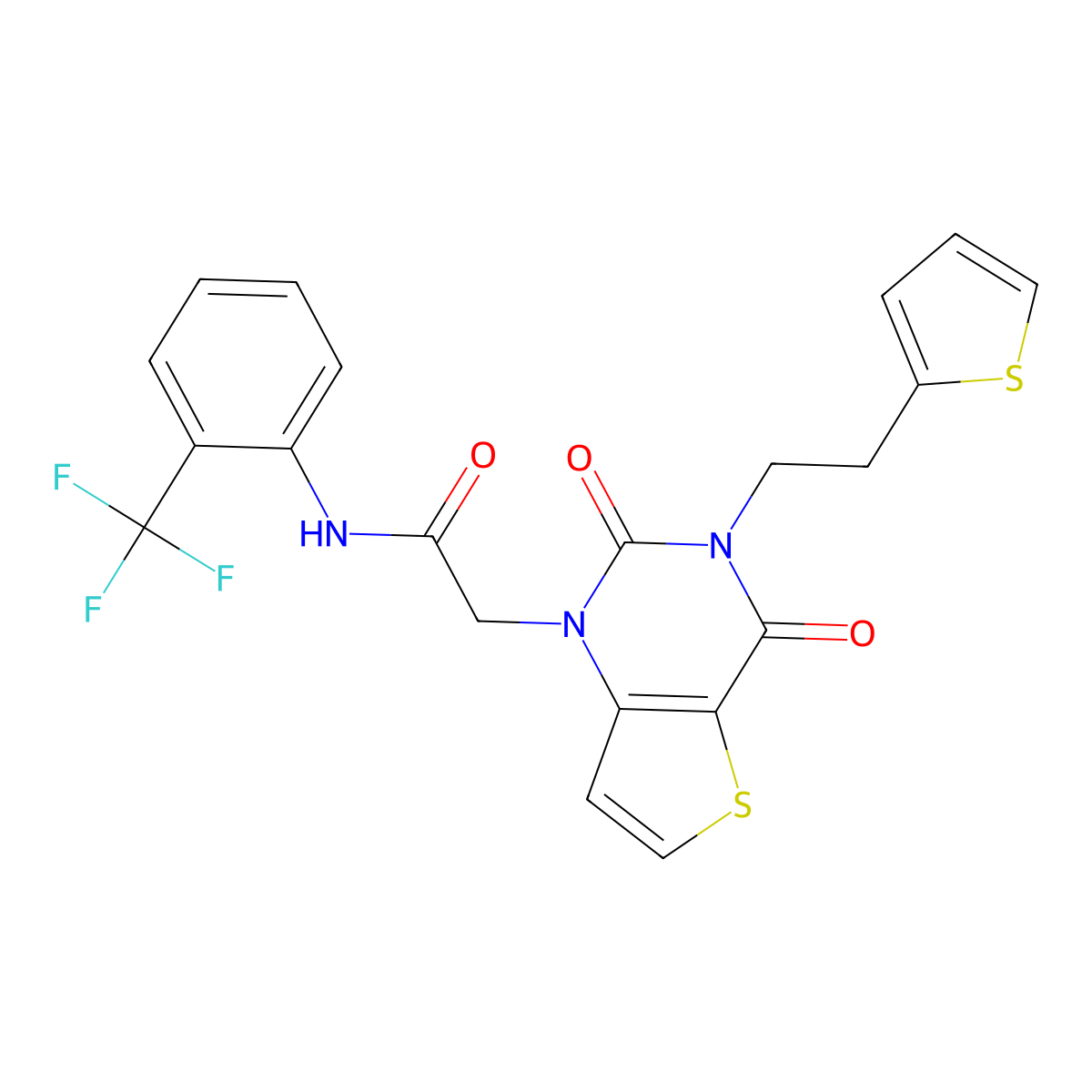 2-(2,4-dioxo-3-(2-(thiophen-2-yl)ethyl)-3,4-dihydrothieno[3,2-d]pyrimidin-1(2H)-yl)-N-(2-(trifluoromethyl)phenyl)acetamide molecular structure, CAS 1260911-81-6