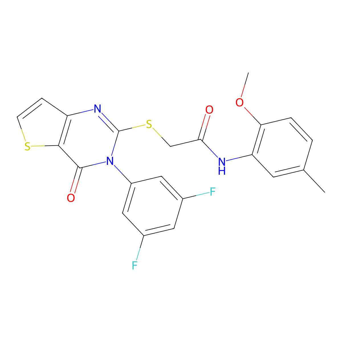 2-{[3-(3,5-difluorophenyl)-4-oxo-3,4-dihydrothieno[3,2-d]pyrimidin-2-yl]sulfanyl}-N-(2-methoxy-5-methylphenyl)acetamide molecular structure, CAS 1260911-94-1