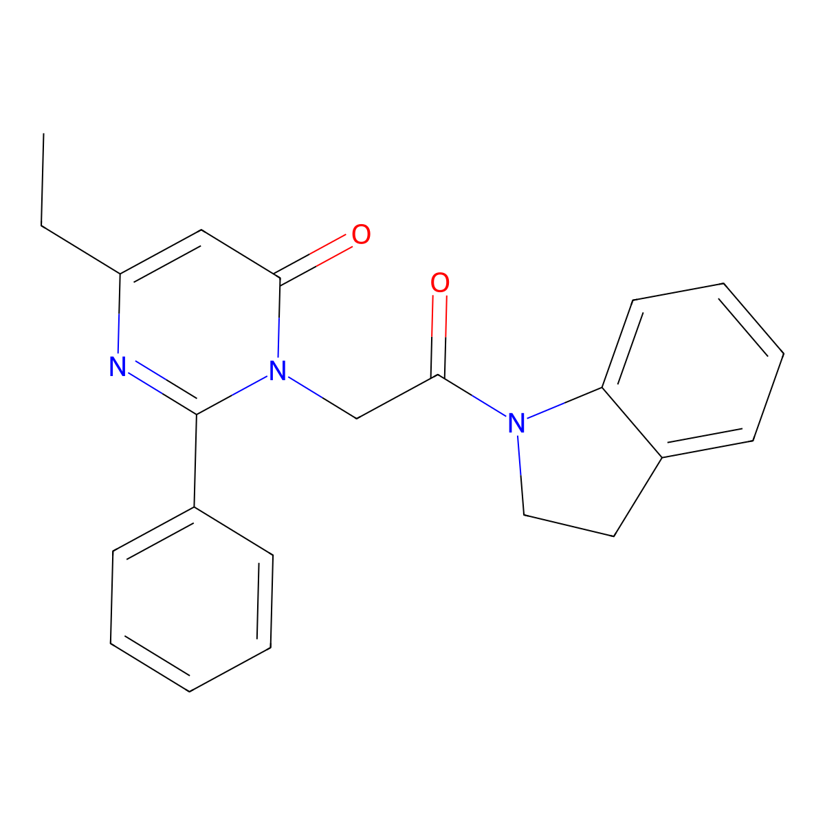 3-[2-(2,3-dihydro-1H-indol-1-yl)-2-oxoethyl]-6-ethyl-2-phenylpyrimidin-4(3H)-one molecular structure, CAS 1260911-95-2