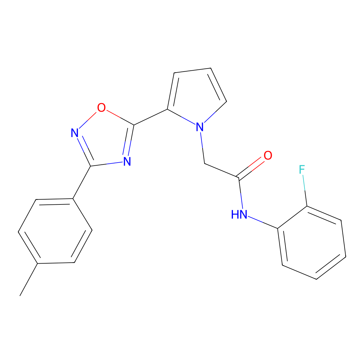 N-(2-fluorophenyl)-2-{2-[3-(4-methylphenyl)-1,2,4-oxadiazol-5-yl]-1H-pyrrol-1-yl}acetamide molecular structure, CAS 1260911-97-4