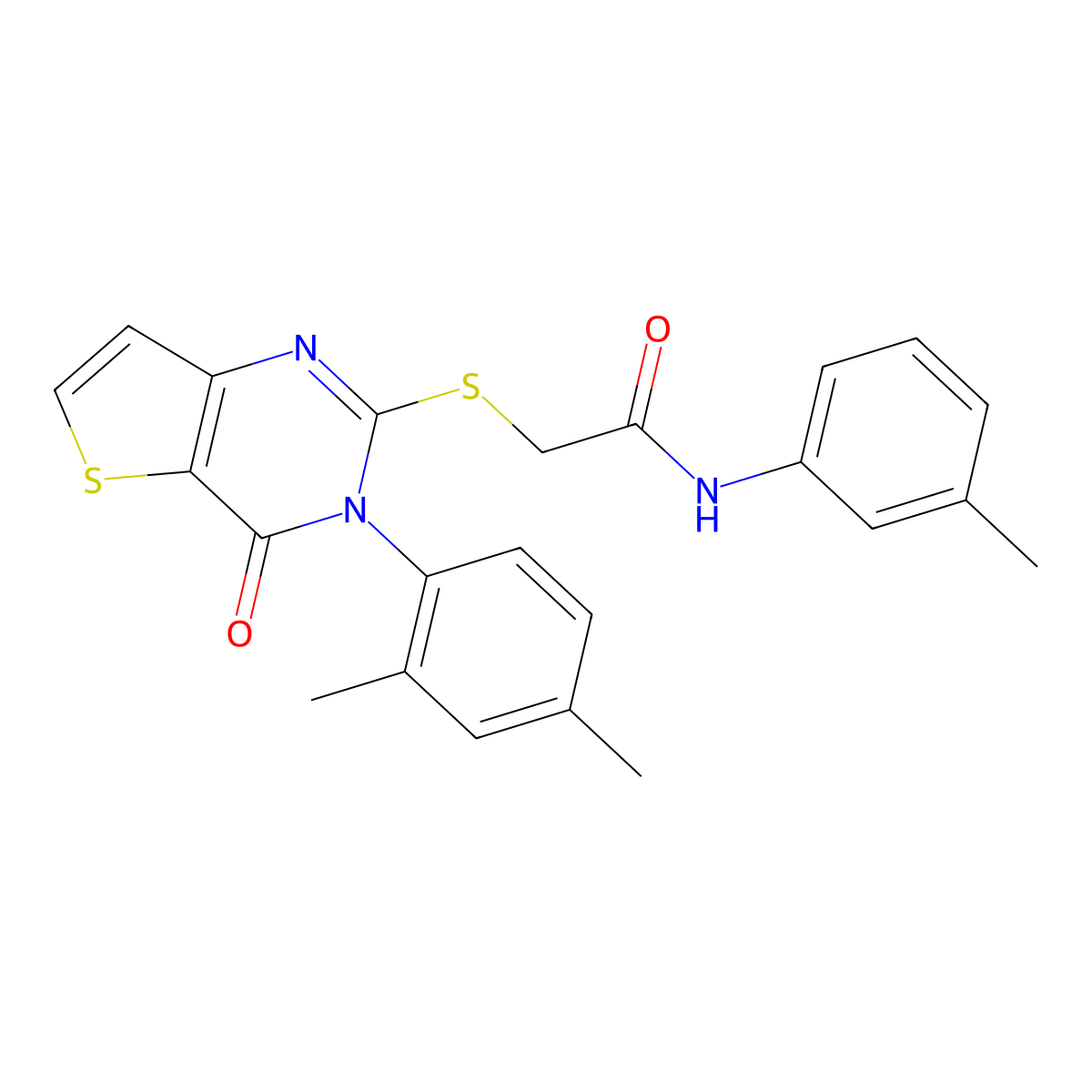 2-{[3-(2,4-dimethylphenyl)-4-oxo-3,4-dihydrothieno[3,2-d]pyrimidin-2-yl]sulfanyl}-N-(3-methylphenyl)acetamide molecular structure, CAS 1260912-06-8