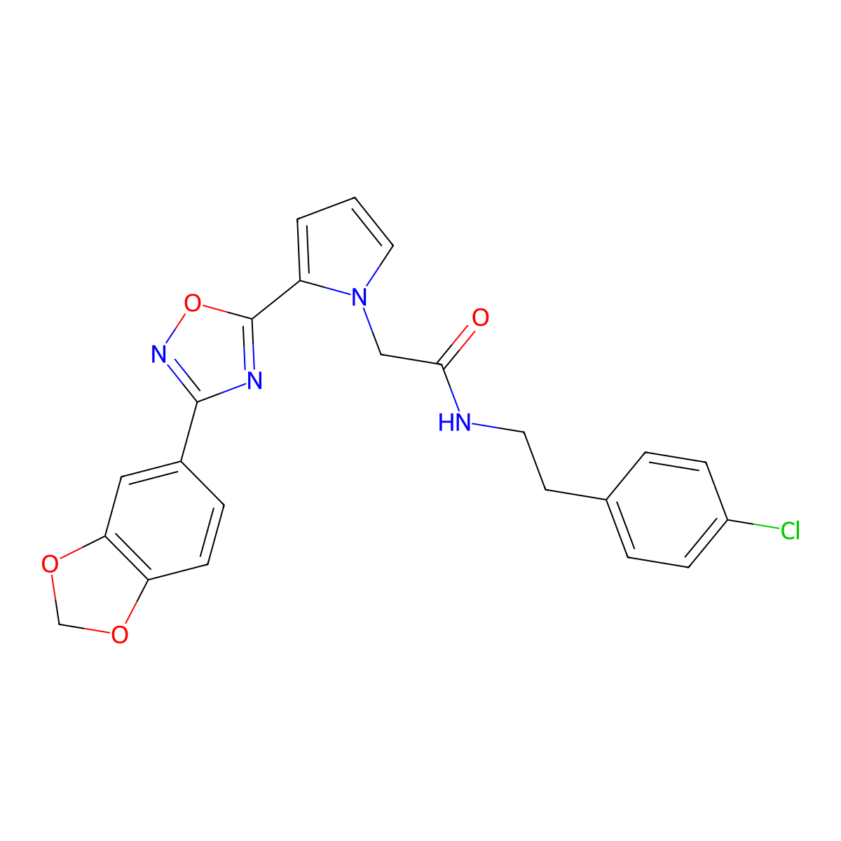 2-{2-[3-(1,3-benzodioxol-5-yl)-1,2,4-oxadiazol-5-yl]-1H-pyrrol-1-yl}-N-[2-(4-chlorophenyl)ethyl]acetamide molecular structure, CAS 1260912-26-2