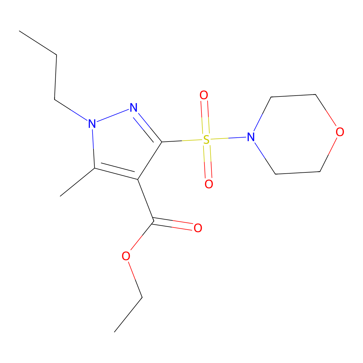 ethyl 5-methyl-3-(morpholin-4-ylsulfonyl)-1-propyl-1H-pyrazole-4-carboxylate molecular structure, CAS 1260912-29-5