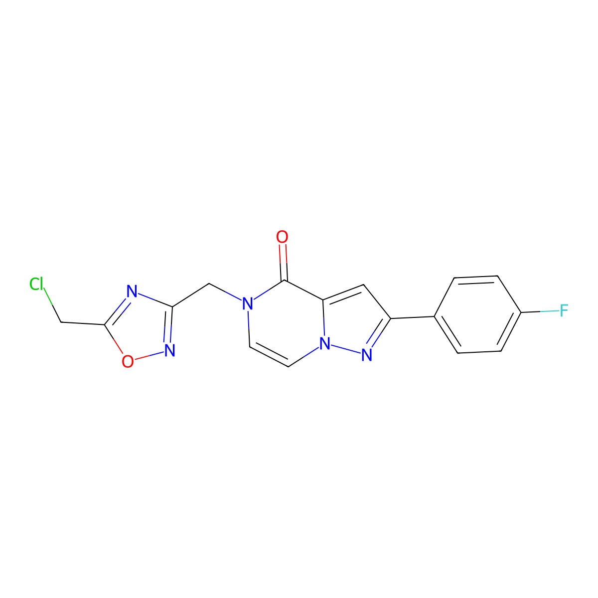 5-{[5-(chloromethyl)-1,2,4-oxadiazol-3-yl]methyl}-2-(4-fluorophenyl)pyrazolo[1,5-a]pyrazin-4(5H)-one molecular structure, CAS 1260912-86-4