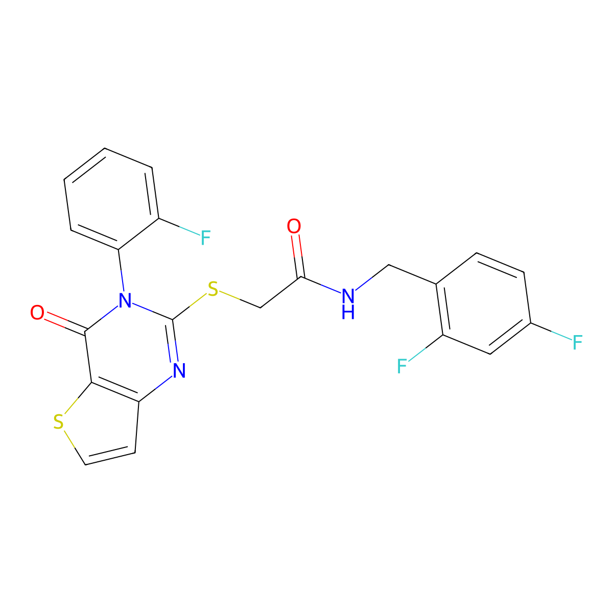 N-(2,4-difluorobenzyl)-2-{[3-(2-fluorophenyl)-4-oxo-3,4-dihydrothieno[3,2-d]pyrimidin-2-yl]sulfanyl}acetamide molecular structure, CAS 1260912-88-6